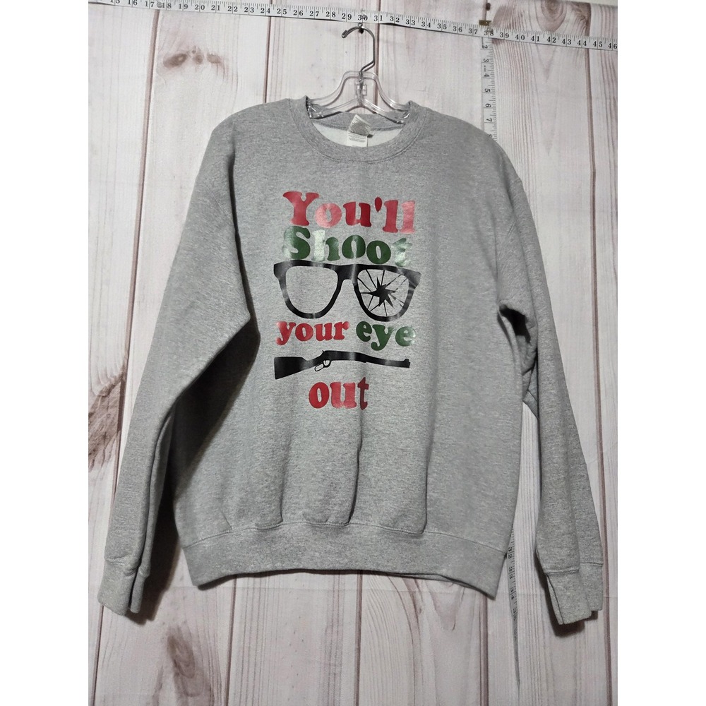 Gildan Sweatshirt Mens Medium Gray You'll Shoot Your Eye Out Christmas Crewneck‎